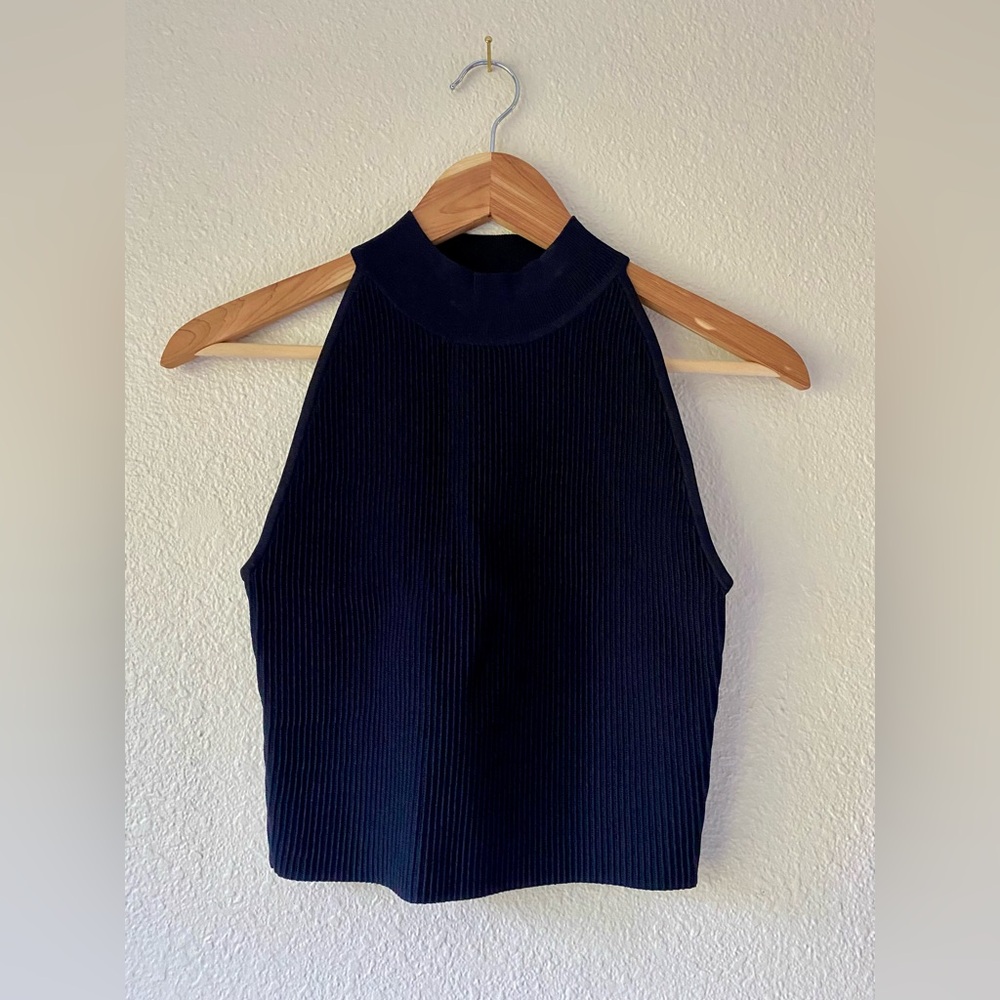 Aritzia Babaton Sculpt Knit Mockneck Halter Top